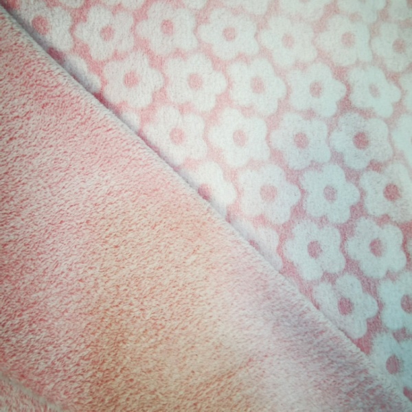 Cuddle Fleece - FLOWERS ON BABY PINK